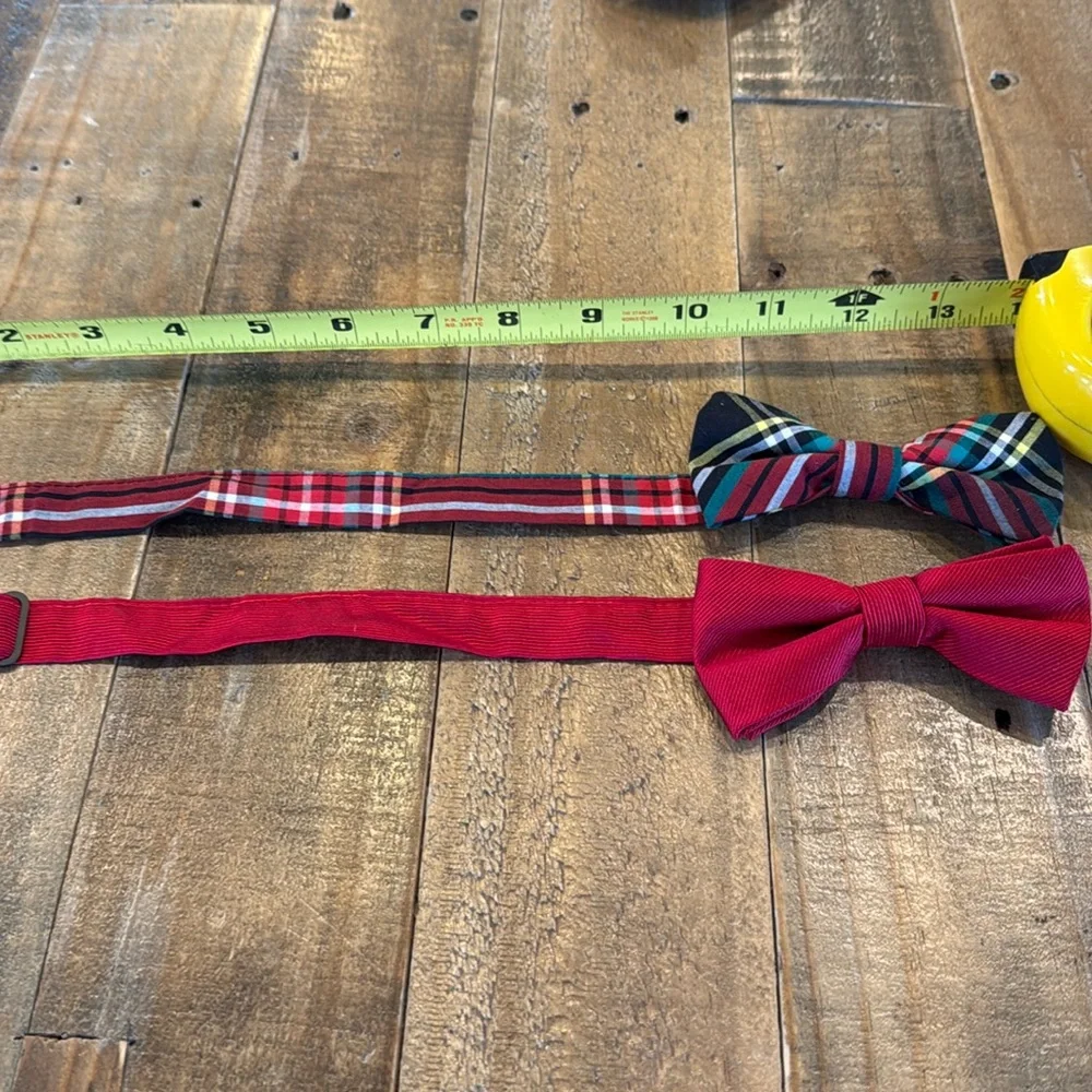 Boys, small bow tie -includes both the red and the plaid bowties